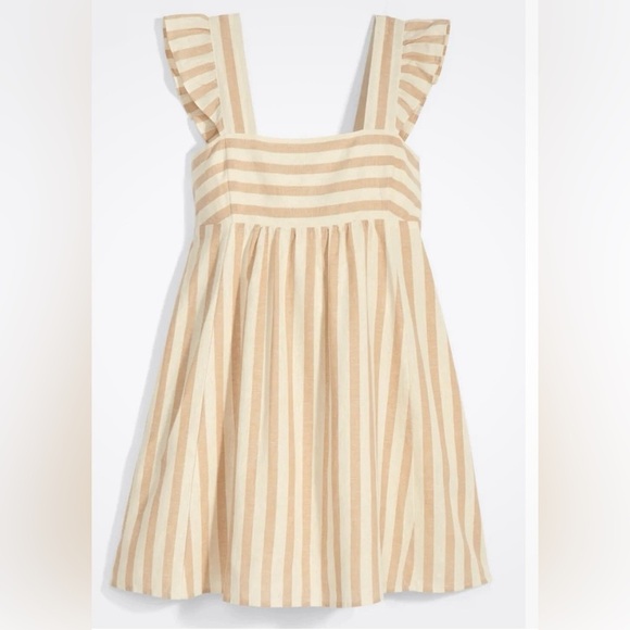 Draper James Maddie Babydoll
Dress 2X Camel Cabana Stripe
Linen Cotton - Picture 3 of 4